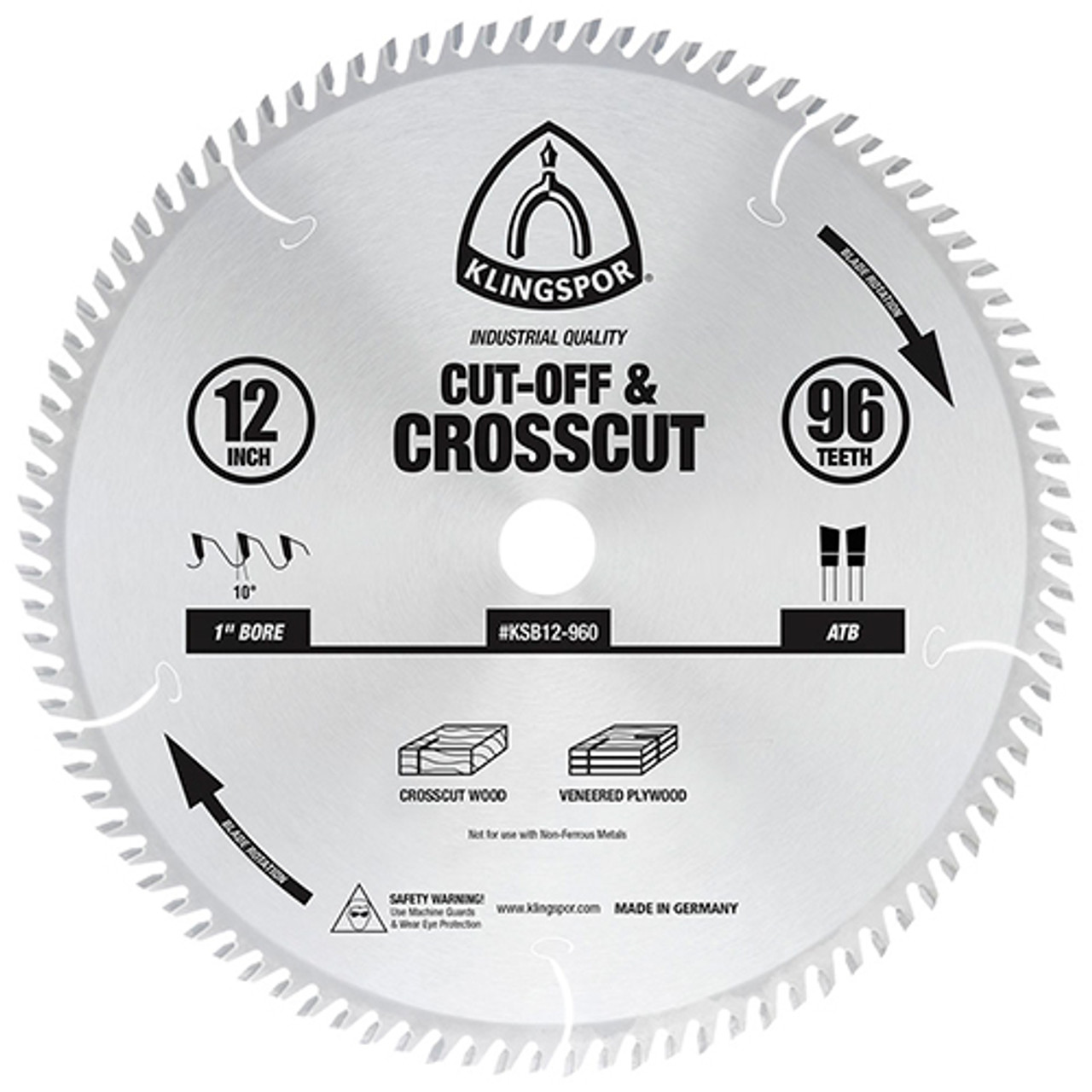 Klingspor's Cut-Off & Crosscut Blade, 12"x 96 Teeth