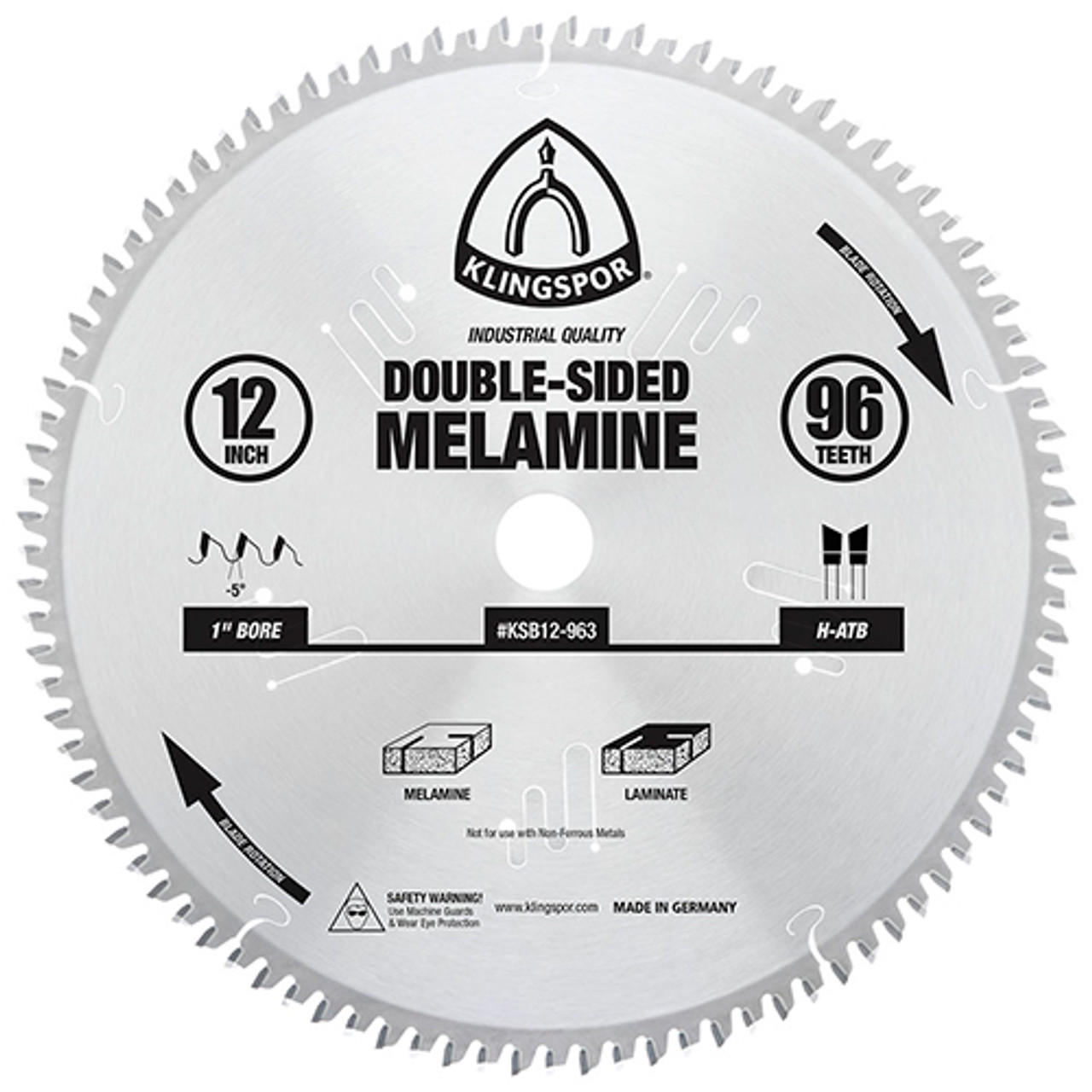 Klingspor's Double-Sided Melamine Blade, 12"x 96 Teeth