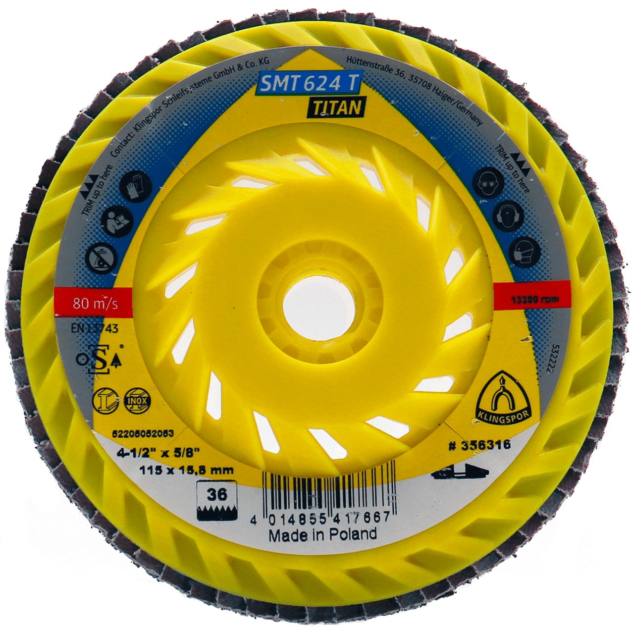 SMT624DT Titan 80 Grit 4.5" Flap Disc