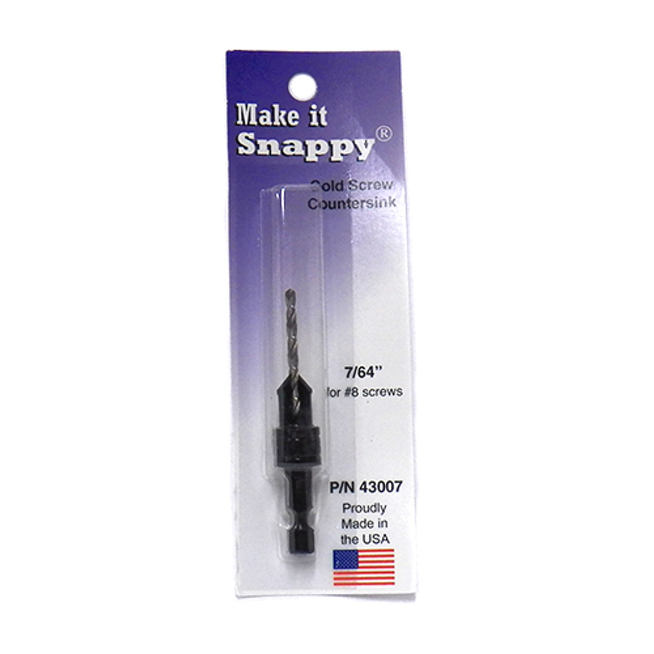 Snappy 7/64", #6/#8, Countersink, 3/8" Counterbore, 1/4" Shank