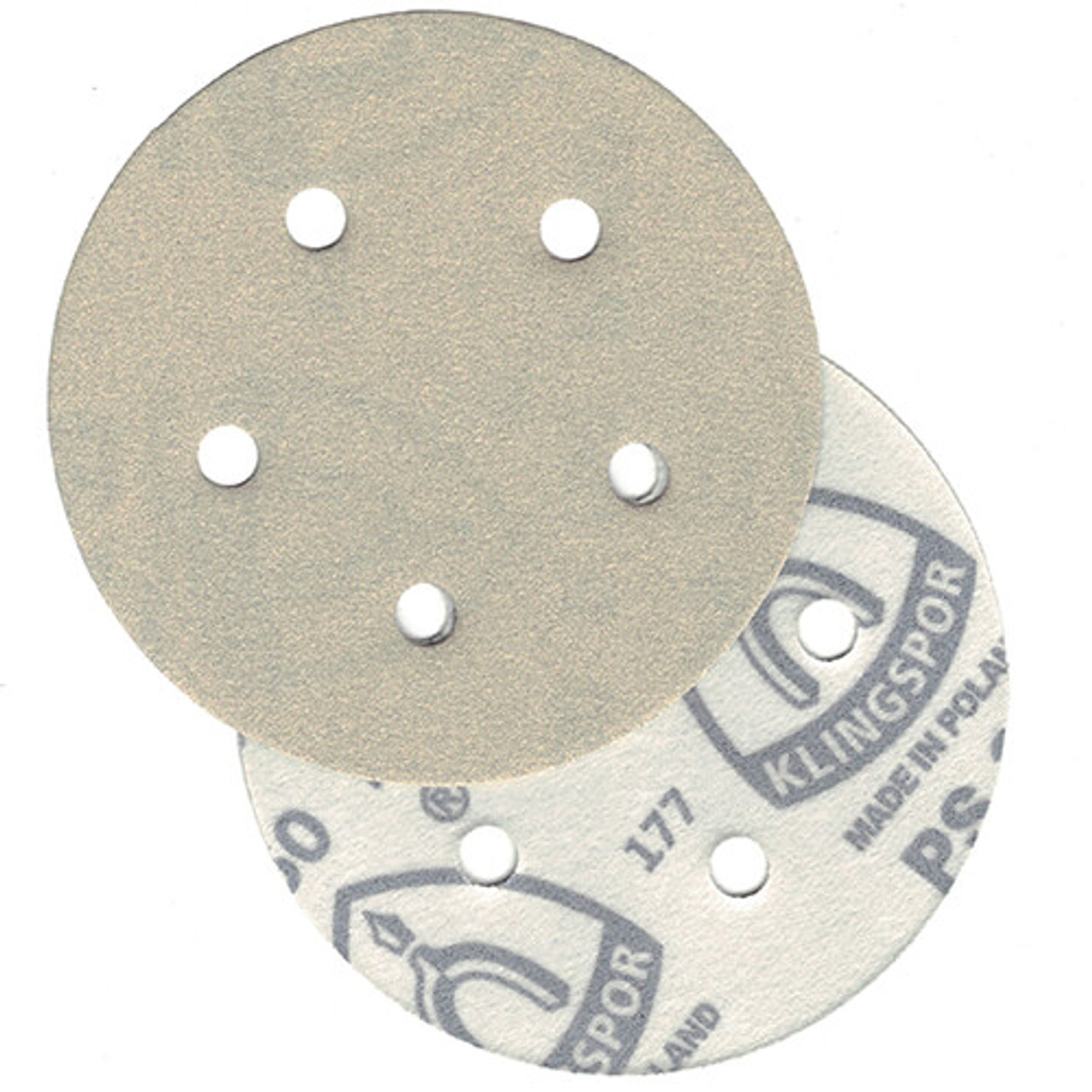 Klingspor Abrasives Stearated Aluminum Oxide, 5"x 5 Hole Hook & Loop Discs, 120 Grit, 50pk