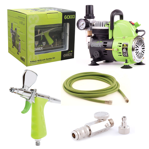 GCK02 Combo Kit w/Side Feed Pistol Airbrush & Compressor