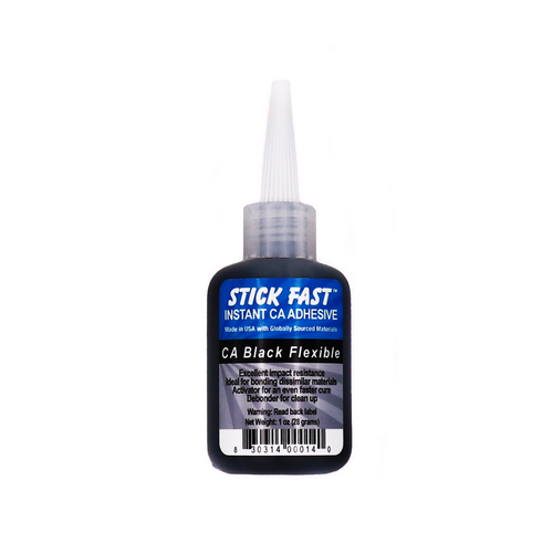 Stick Fast 014 CA Resists Shock and Cracking Flexible Glue, 1 oz Bottle,  Black