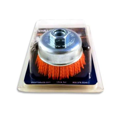 Dico Nyalox 3" Dia. Cup Brush Orange With 5/8-11 tpi Female Thread 120 Grit