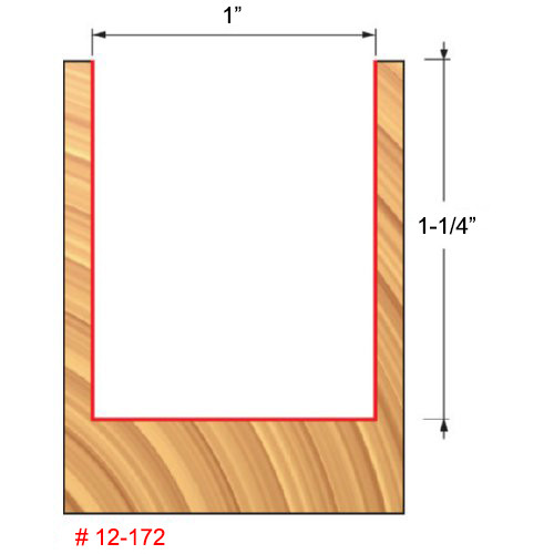 Freud Double Flute, Straight Bit, 1" Diameter, 1-1/4" Carbide Height, 1/2" Shank