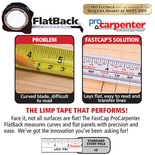 Fastcap PMS Flatback Series Tape Measure 16' PMS-FLAT-16