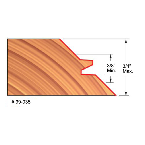 Freud 3/8"-3/4" Thick, Lock Miter Bit, 2-3/4" Overall Diameter, 1-5/32"Carbide, 2-5/8" Overall Length, 1/2" Shank