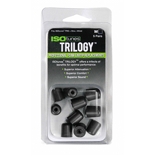 ISOtunes Trilogy Replacement Foam Ear Tips, Medium 5 Pair Pack