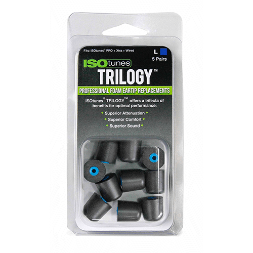 ISOtunes Trilogy Replacement Foam Ear Tips, Large 5 Pair Pack