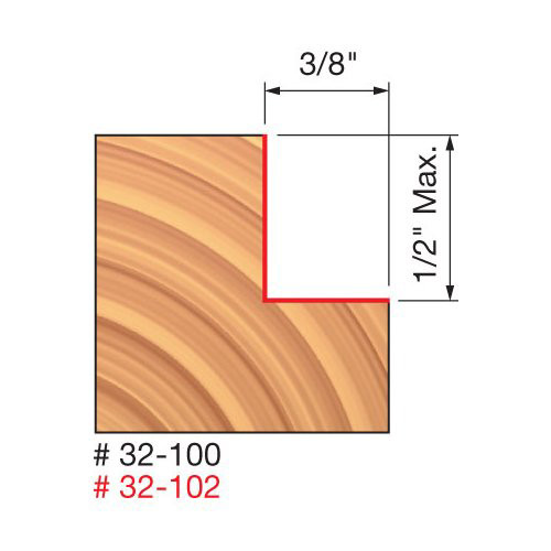 Freud Rabbeting Bit, 1-1/4" Overall Diameter, 1/2" Carbide Height, 1/4" Shank, 1/2" Bearing Diameter, 2"