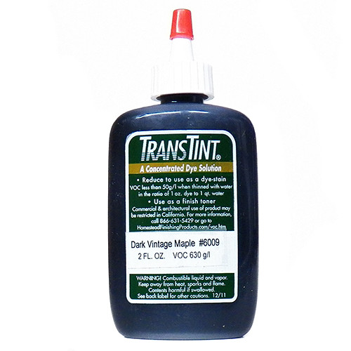 Trans Tint, Non-Grain Raising, Universal Dye Concentrate, Dark Vintage Maple Makes 1/2 Gallon Dye Solution
