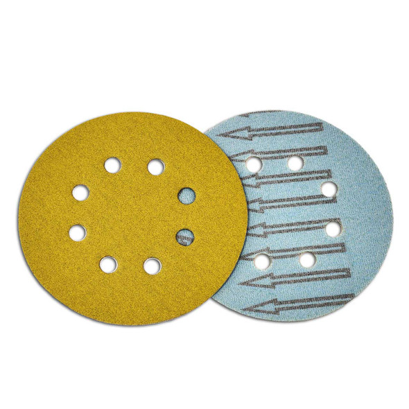 5"X 8 Hole Gold 120 Grit H&L Disc 10pk