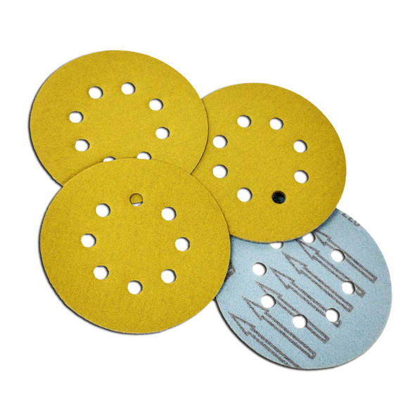 5"X 8 Hole Gold 80 Grit H&L Disc 10pk