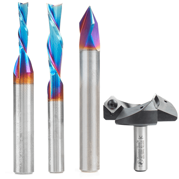 Amana 4pc Essentials CNC Bit Set / 1/2" Surface: Klingspor's Woodworking Shop Exclusive
