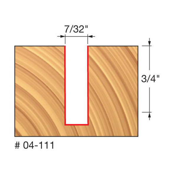 Freud Double Flute, Straight Bit, 7/32" Diameter, 3/4" Carbide Height, 1/4" Shank