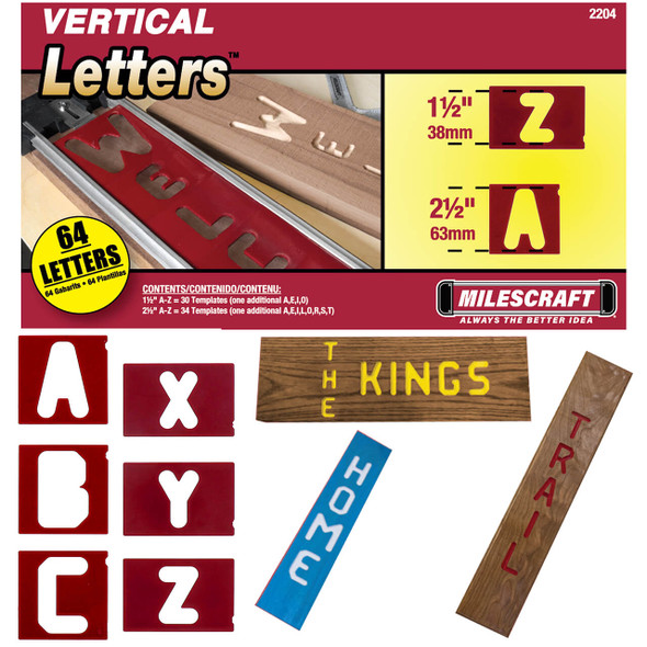 Milescraft 1-1/2" and 2-1/2" Vertical Letter Template Set