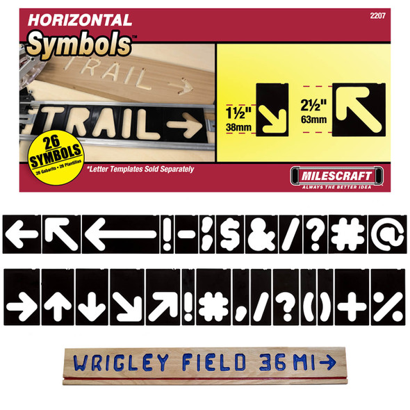 Milescraft 1.5" and 2.5" Horizontal Arrow and Symbol Templates