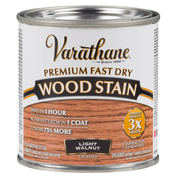 Varathane Premium Fast Dry Wood Stain Light Walnut Half Pint