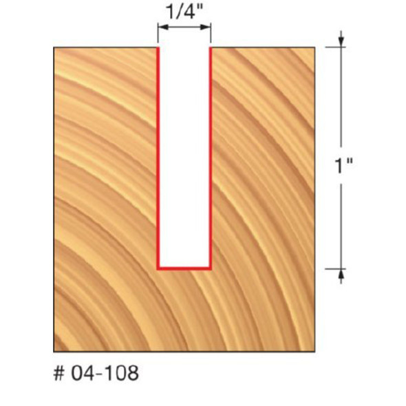 Freud Double Flute, Straight Bit, 1/4" Diameter, 1" Carbide Height, 1/4" Shank