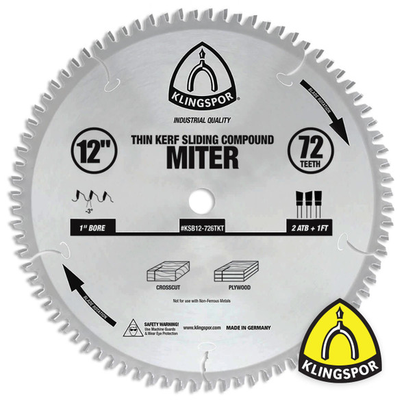 Klingspor Thin Kerf Compound Miter 12X72T Blade
