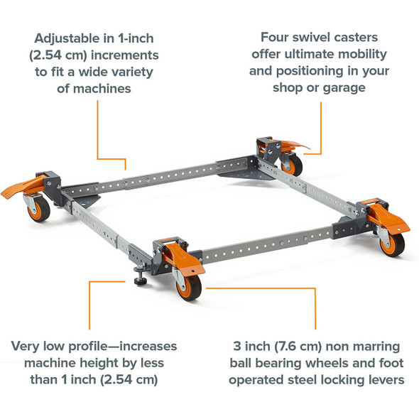 Bora Heavy Duty Universal Mobile Base 650lb  / All Swivel Wheels