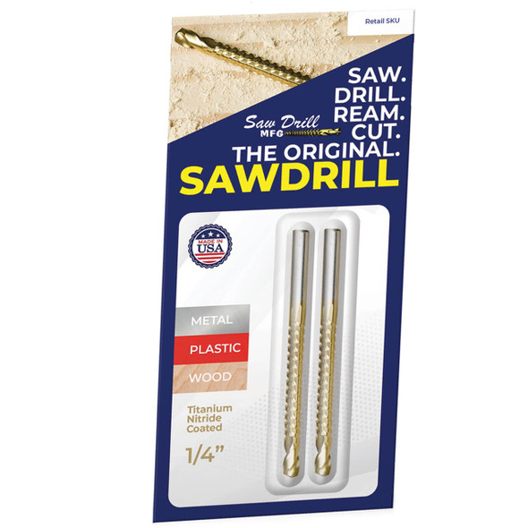 Beaver Sawdrill 1/4" Titanium Coated 2pk