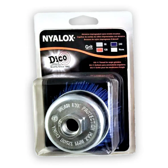 Dico Nyalox 3" Dia. Cup Brush Blue With 5/8-11 tpi Female Thread 240 Grit