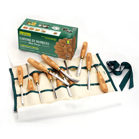 Carving By Numbers Comprehensive Carving Tool Collection, 12-piece plus Canvas Tool Roll