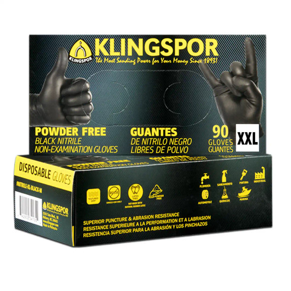 Klingspor XX-Large Black Nitrile Gloves 90pk