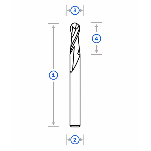 Shaper 1/4 X 3/4 Up-Spiral Ball Nose Router Bit