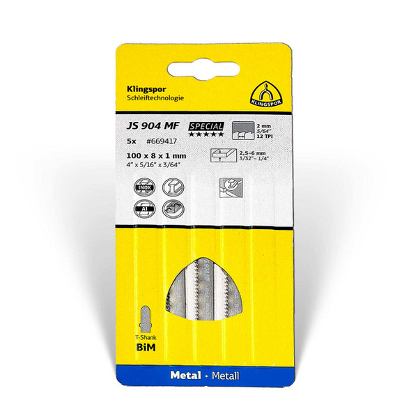 Klingspor Jigsaw Metal Blade JS 904 MF 4” x 5/16” x 3/64” 12 TPI 5pk