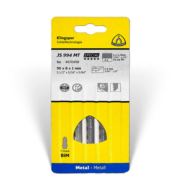 Klingspor Jigsaw Metal Blade JS 994 MT 3-1/2” x 5/16” x 3/64” 23-28 TPI 5pk