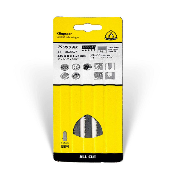 Klingspor Jigsaw JS 993 AX All-Cut 5” x 5/16” x 3/64” 10-14 TPI 5pk
