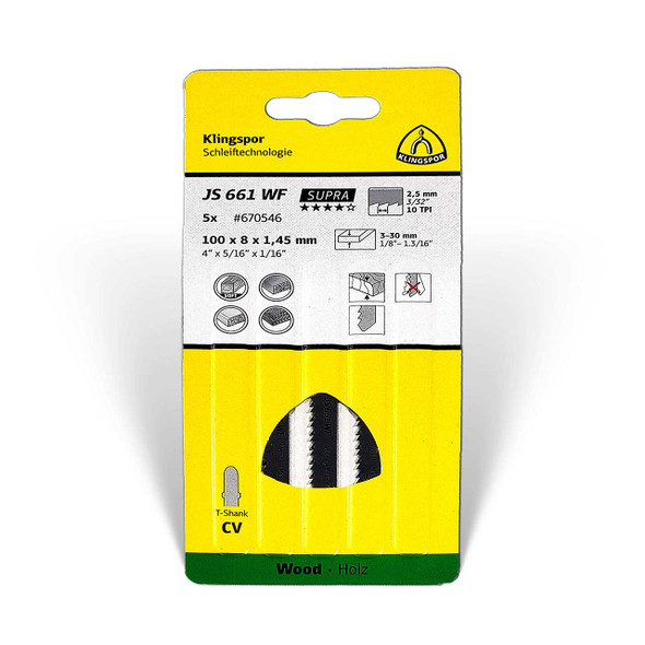 Klingspor Jigsaw Wood Blade JS 661 WF 4” x 5/16” x 1/16” 10 TPI 5pk
