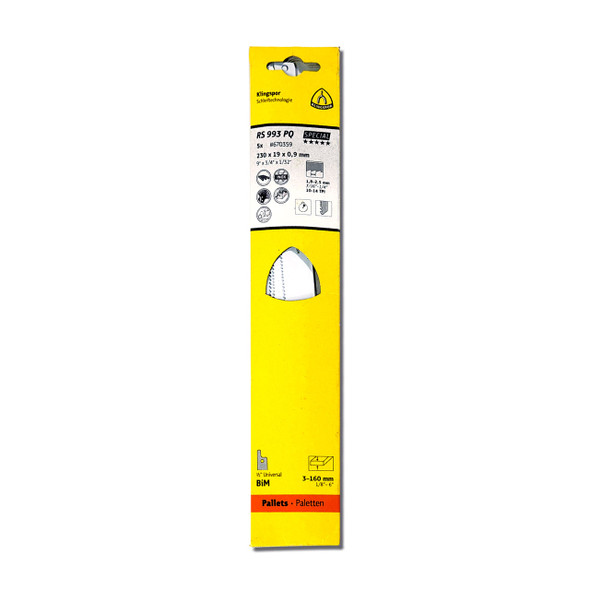 Klingspor Reciprocating Pallet Blades 9" x 3/4" x 8" TPI10-14  5pk
