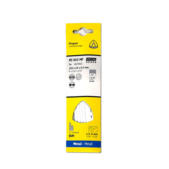 Klingspor Reciprocating Metal Blades 6" x 3/4" x 5-1/4" TPI18  5pk