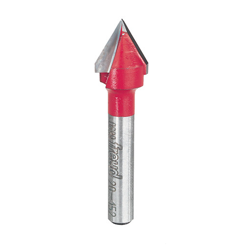 Freud V-Groove Router Bit, 60 Deg. Angle, 7/16" Carbide Height, 1/4" Shank, 1/2" Overall Diameter, 1-3/4" Overall
