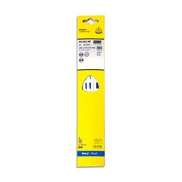 Klingspor Reciprocating Metal Blades 9" x 3/4" x 8-1/4" TPI18  5pk