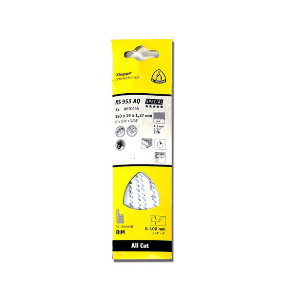 Klingspor Reciprocating All-Cut 6" x 3/4" x 5" TPI6   5pk