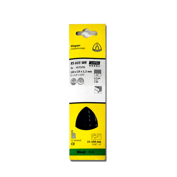 Klingspor Reciprocating Wood Blade 6" x 3/4" x 5" TPI4  5pk