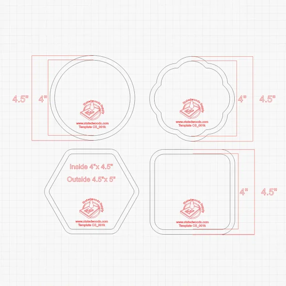 Statedwood Basic Coaster 4Pc Template Kit