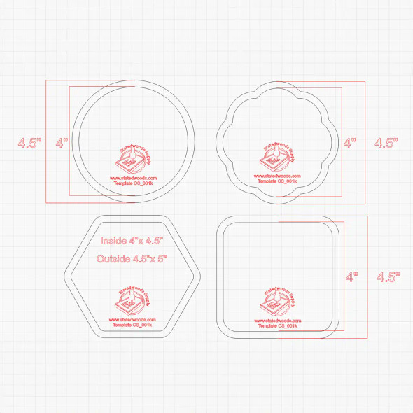 Statedwood Basic Coaster 4Pc Template Kit