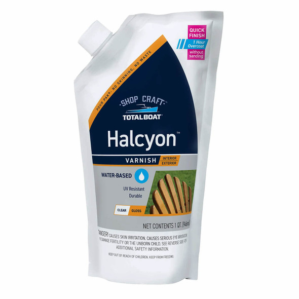 TotalBoat Halcyon Gloss Water-Based Marine Varnish Quart