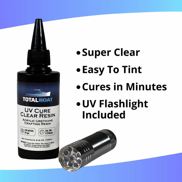 TotalBoat UV Cure Clear Resin Kit 100g W/ UV Flashlight