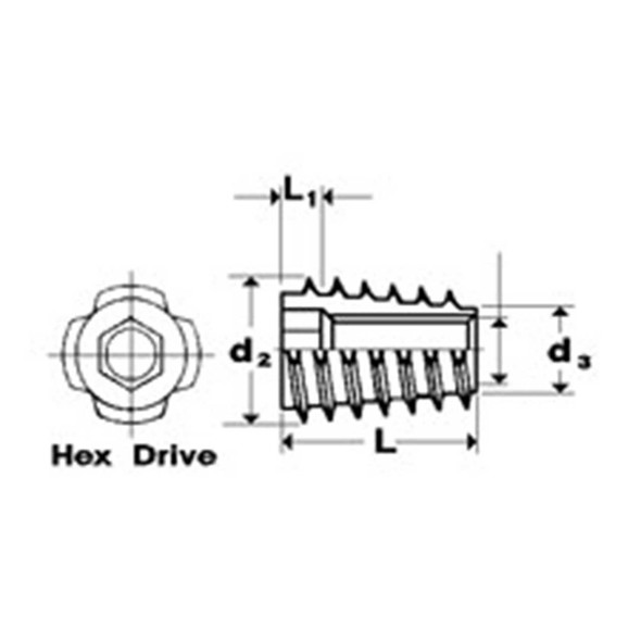 1/4-20 Threaded Insert Nuts 10Pk