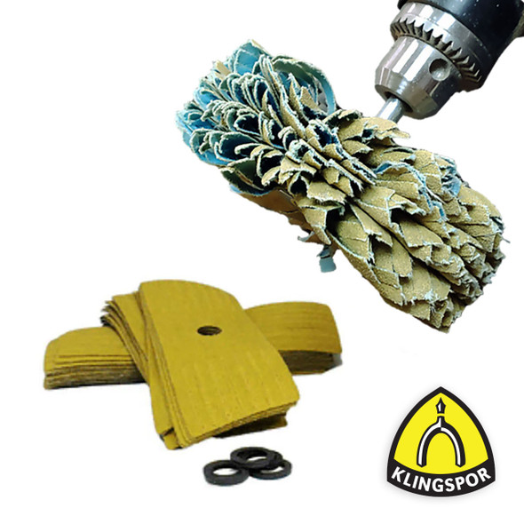 Klingspor Abrasives Gold Sand Mop 2"x 6" 400 Grit, Flutter Sheet Starter Kit
