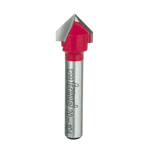Freud V-Groove Router Bit, 90° Angle, 7/16" Carbide Height, 1/4" Shank, 1/2" Overall Diameter, 1-3/4" Overall