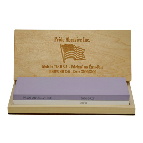 Pride Abrasives Ceramic Combo Water Stone 3000/ 8000 Grit w/ Wooden Box