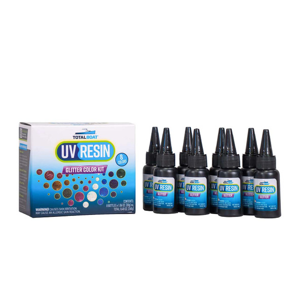TotalBoat UV Cure Glitter Colors 8Pc. Resin Kit 30 Grams Each