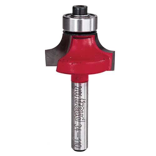 Freud Round Over Bit, 1/4" Radius, 1/2" Carbide Height, 1/4" Shank, 2-3/16" Overall Length